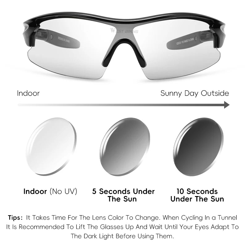 WEST BIKING Photochromic Cycling Sunglasses – UV400 Goggles for Boys & Teenagers