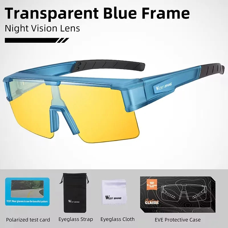 WEST BIKING Large-Frame Cycling Sunglasses – Photochromic, Polarized & Lightweight for Outdoor Sports