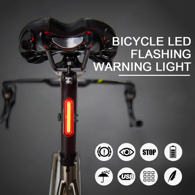 Waterproof LED Bike Tail Light – USB Rechargeable Cycling Rear Lamp for Mountain & Road Bikes