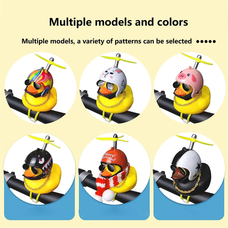 CXWXC Little Yellow Duck Bicycle Bell – Fun Cartoon Air Horn with Helmet & LED Light for Bikes