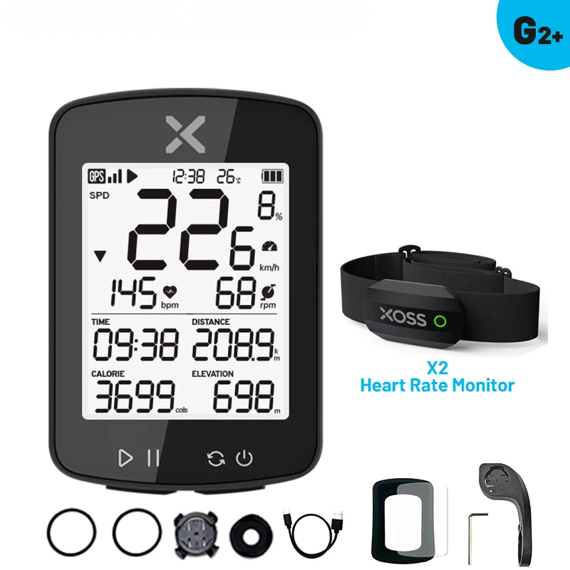 XOSS G2/G2 Plus Cycling Computer – Wireless GPS Speedometer with ANT+ Connectivity & IPX7 Waterproof Rating