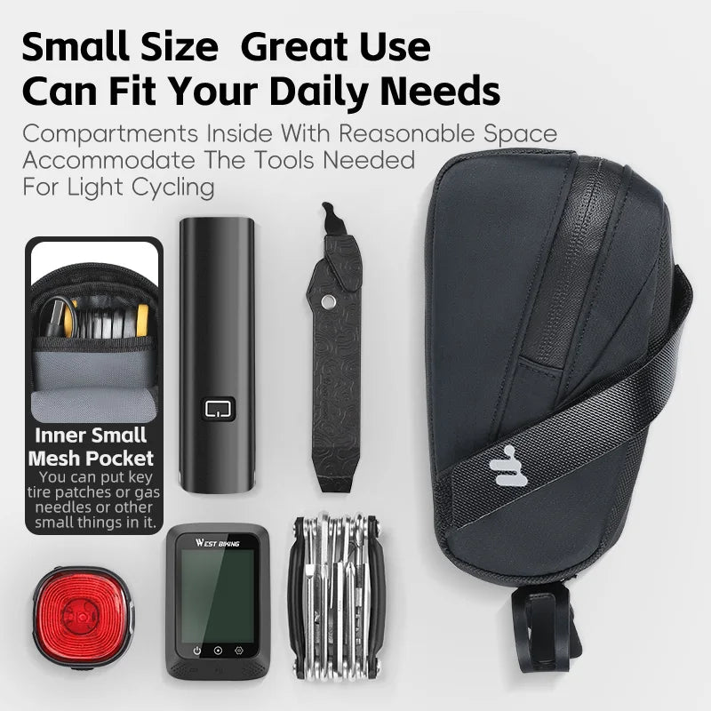 WEST BIKING 0.8L Lightweight Bike Saddle Bag – Durable, Portable Cycling Tool Bag