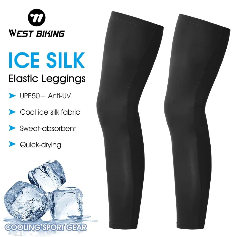 West Biking Ice Silk UV Protection Compression Leg Sleeves – Cooling & Non-Slip Sports Gear