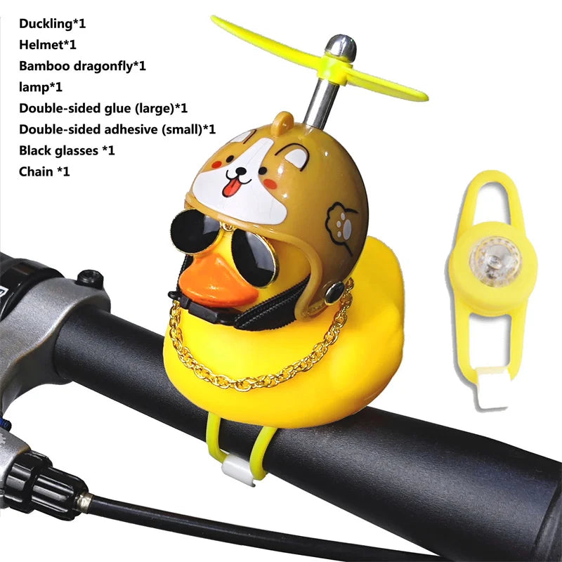CXWXC Little Yellow Duck Bicycle Bell – Fun Cartoon Air Horn with Helmet & LED Light for Bikes