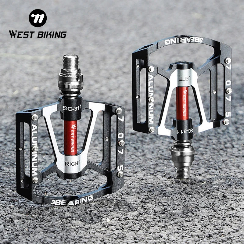 WEST BIKING Quick Release Widened Pedals – Non-Slip, Ultralight & 3 Bearings for Road & MTB
