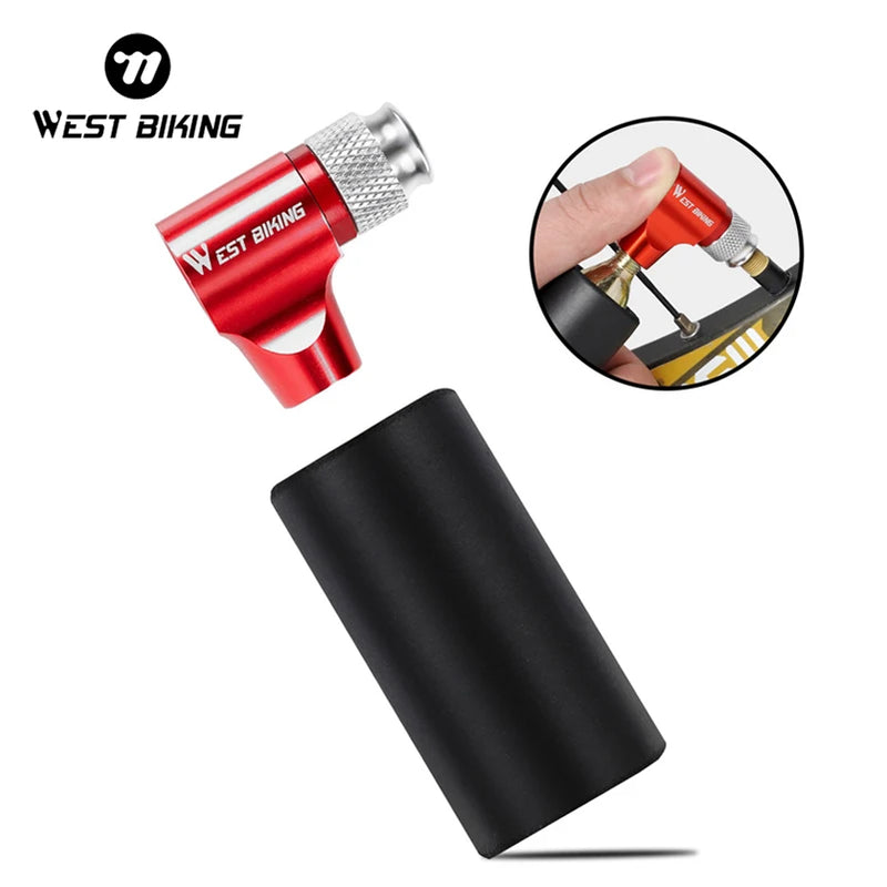 WEST BIKING Portable Bike Pump – CO2 Air Inflator with Insulated Cover for Presta & Schrader Valves