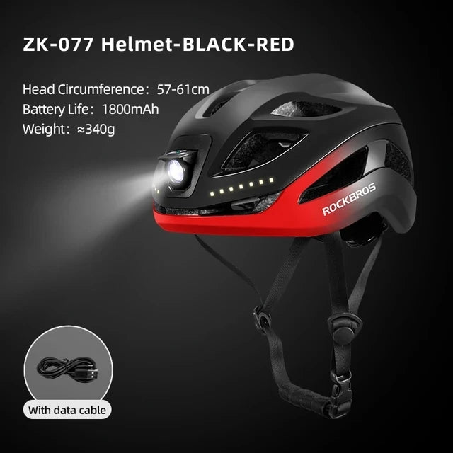 ROCKBROS Ultralight Bike Helmet – LED Warning Light, In-Mold Design & Breathable Fit for Cycling & Outdoor Sports