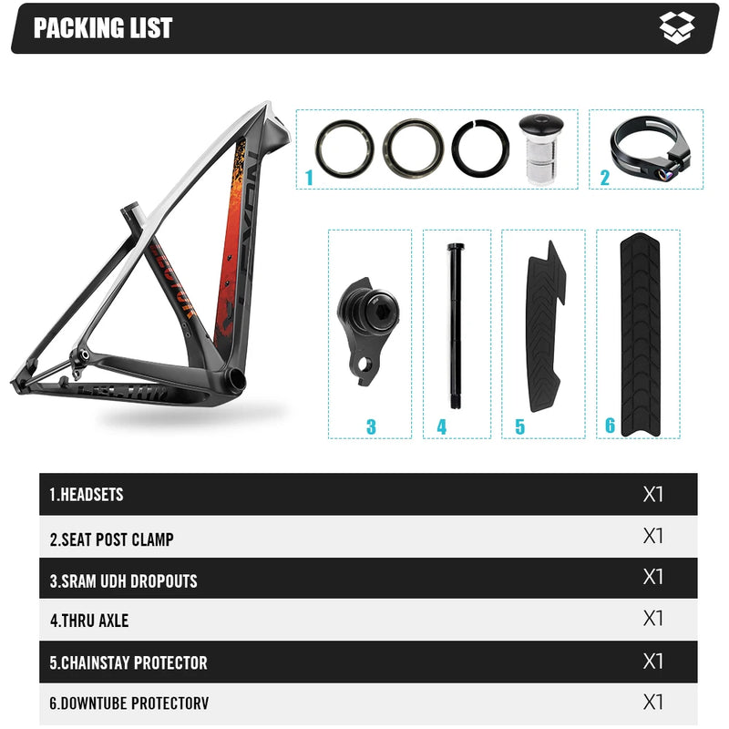 Lexon LECTOR Carbon MTB Frame – 29er Boost 148x12mm UDH Mountain Bike Frame