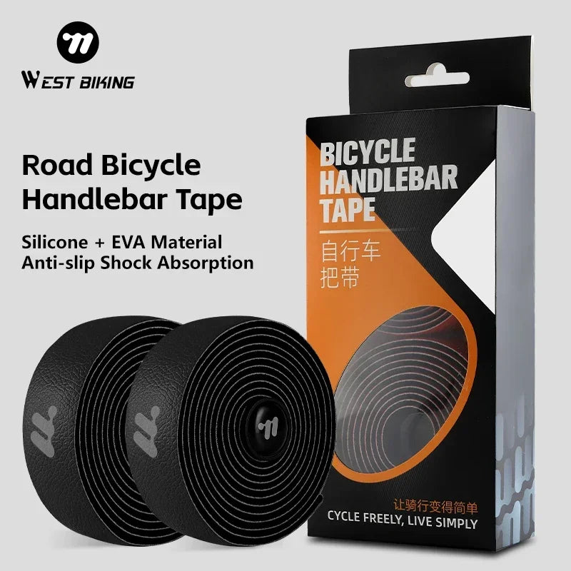WEST BIKING Non-Slip Bicycle Handlebar Tape – Shock Absorbing Silicone Gel Strap for MTB & Road Bikes
