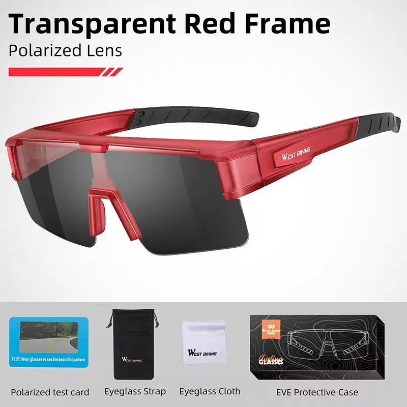 WEST BIKING Large-Frame Cycling Sunglasses – Photochromic, Polarized & Lightweight for Outdoor Sports