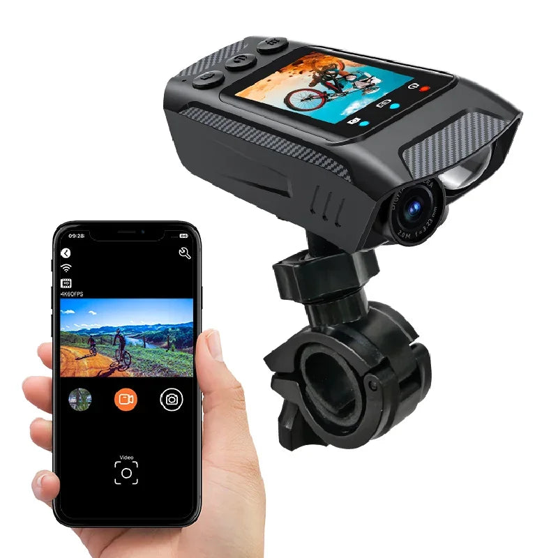 LEEDOAR 3-in-1 4K Bike Helmet Camera – Action Cam, Flashlight & Horn for Cycling, Motorcycles & Extreme Sports