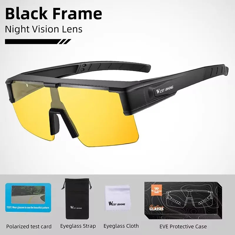 WEST BIKING Large-Frame Cycling Sunglasses – Photochromic, Polarized & Lightweight for Outdoor Sports