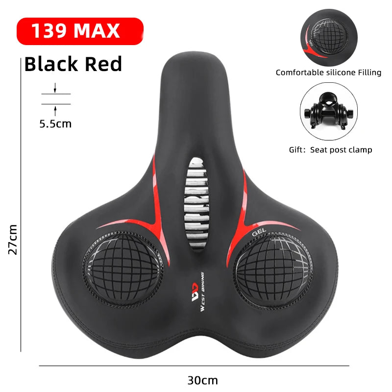 WEST BIKING Extra Wide MTB Bicycle Saddle – Shock-Absorbing, Comfortable & Breathable for Long Rides