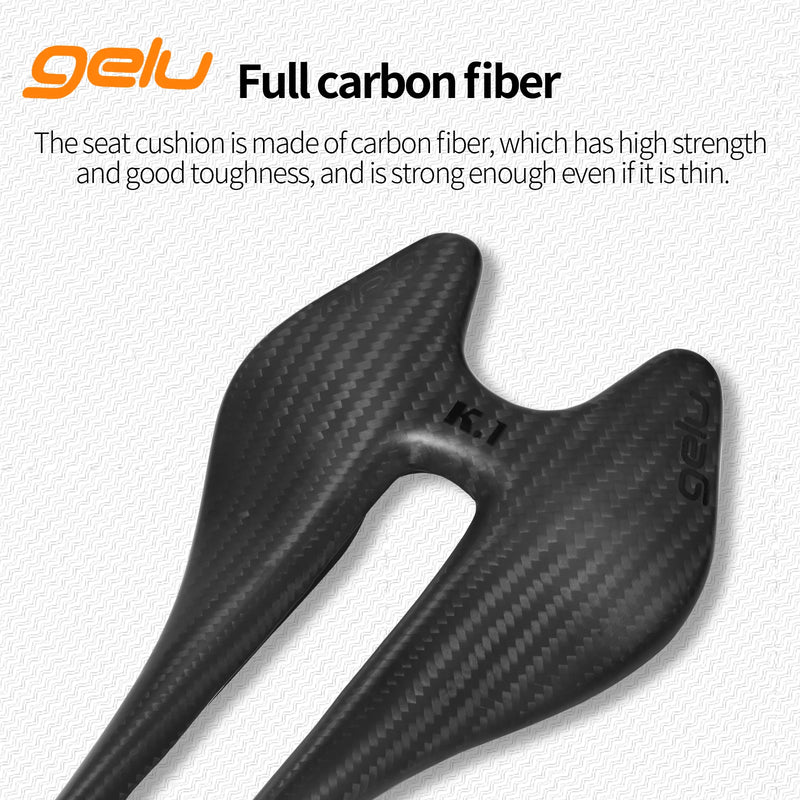 Gelu Carbon Fiber Road Bike Saddle – Ultralight & Ergonomic (54g)