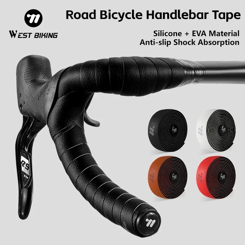 WEST BIKING Non-Slip Bicycle Handlebar Tape – Shock Absorbing Silicone Gel Strap for MTB & Road Bikes