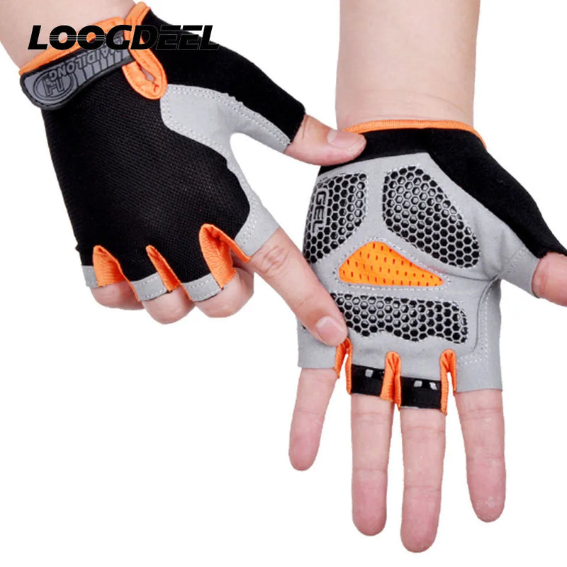 Loogdeel Half-Finger Cycling Gloves – Breathable, Anti-Slip, and Shockproof Sports Gloves for Men & Women