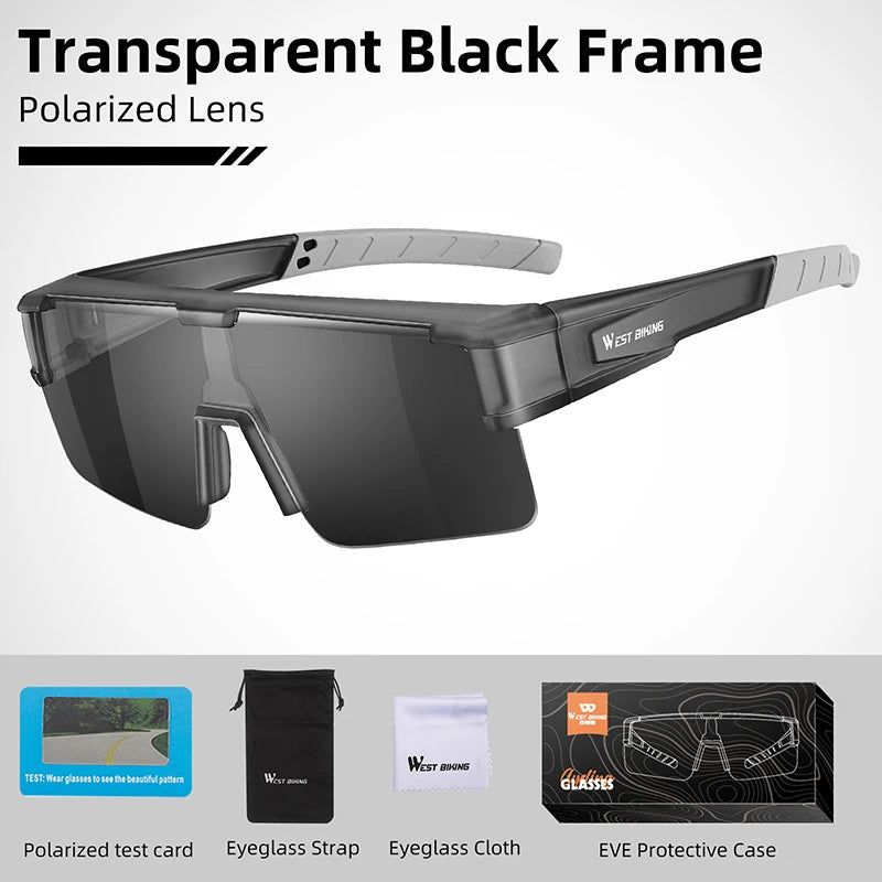 WEST BIKING Photochromic Cycling Glasses – UV400 Protection, Polarized Sport Sunglasses for MTB & Road Cycling