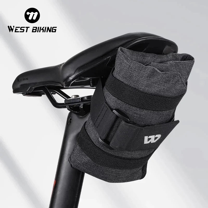 WEST BIKING Foldable Bike Saddle Bag – Compact Under-Seat Tool Roll Pouch for Cycling Essentials