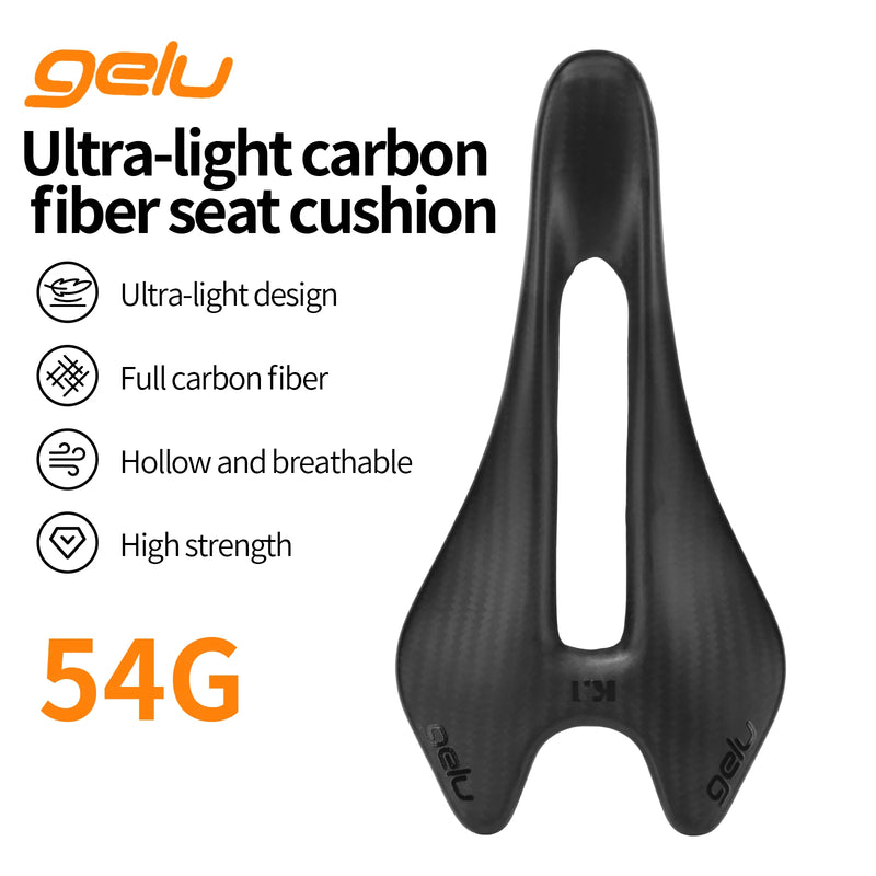 Gelu Carbon Fiber Road Bike Saddle – Ultralight & Ergonomic (54g)