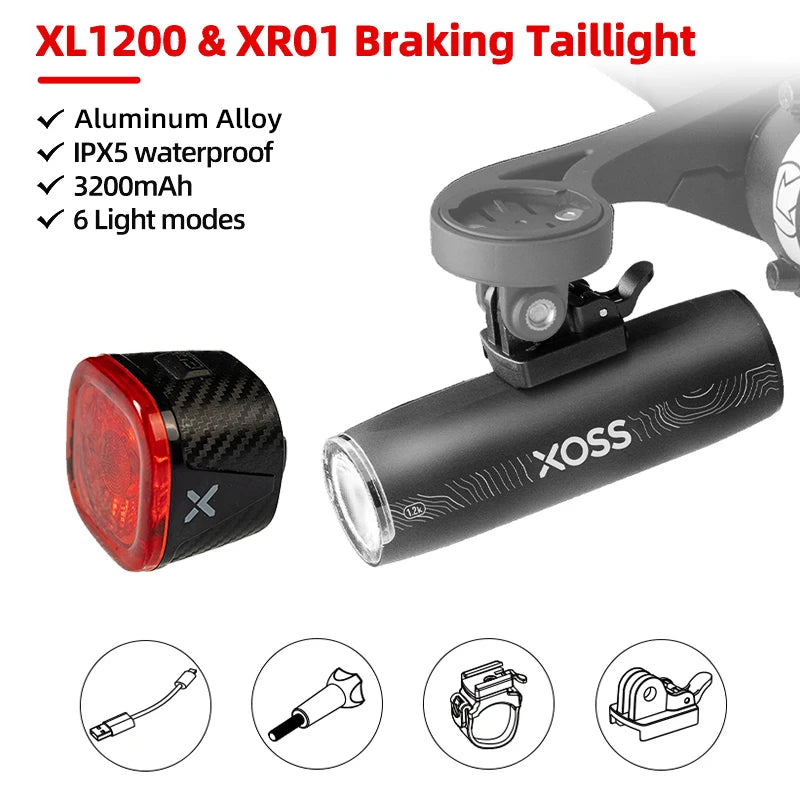 XOSS XL1200 Bike Headlight – 1200 Lumens, Waterproof, Rechargeable LED Bicycle Light