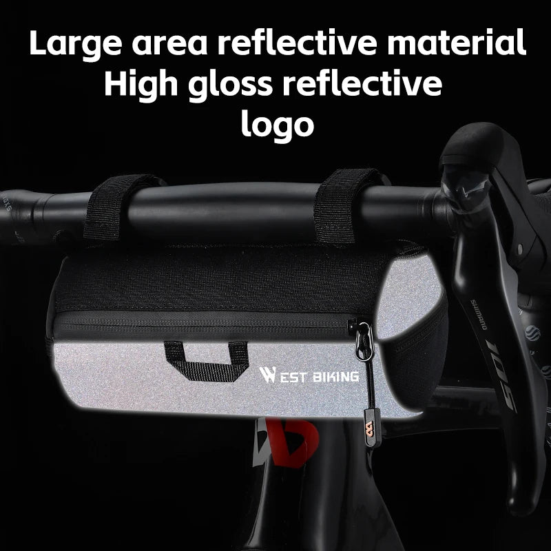 WEST BIKING 1L Handlebar Bag – Reflective, Portable & Versatile for MTB, Road Bikes & Scooters