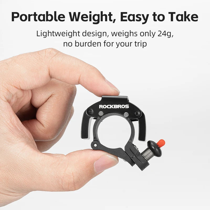 ROCKBROS C-Shaped Concealed Bicycle Bell Loud Compact Stainless Steel Handlebar Horn 100dB