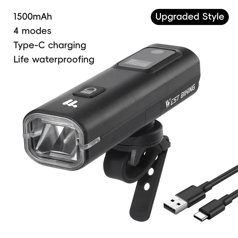 WEST BIKING Intelligent Light Sensing Bicycle Headlights – Solar Powered Rechargeable LED Headlamp