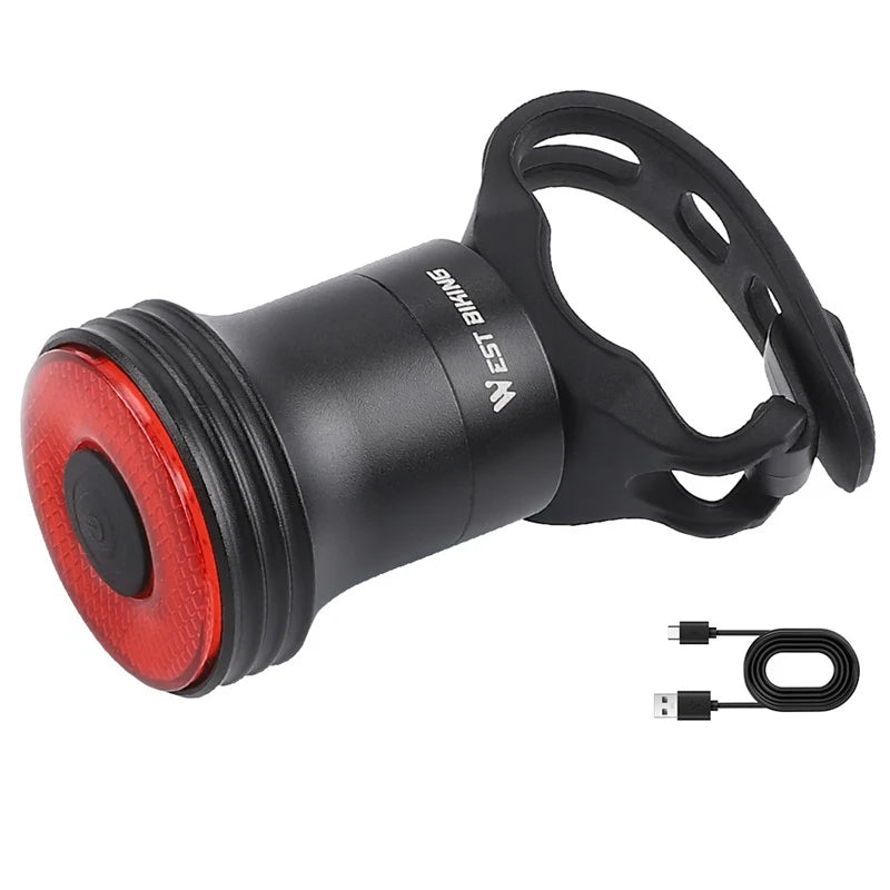 WEST BIKING Smart Sensing Bicycle Taillight – IPX6 Waterproof Rear Light with Type-C Charging