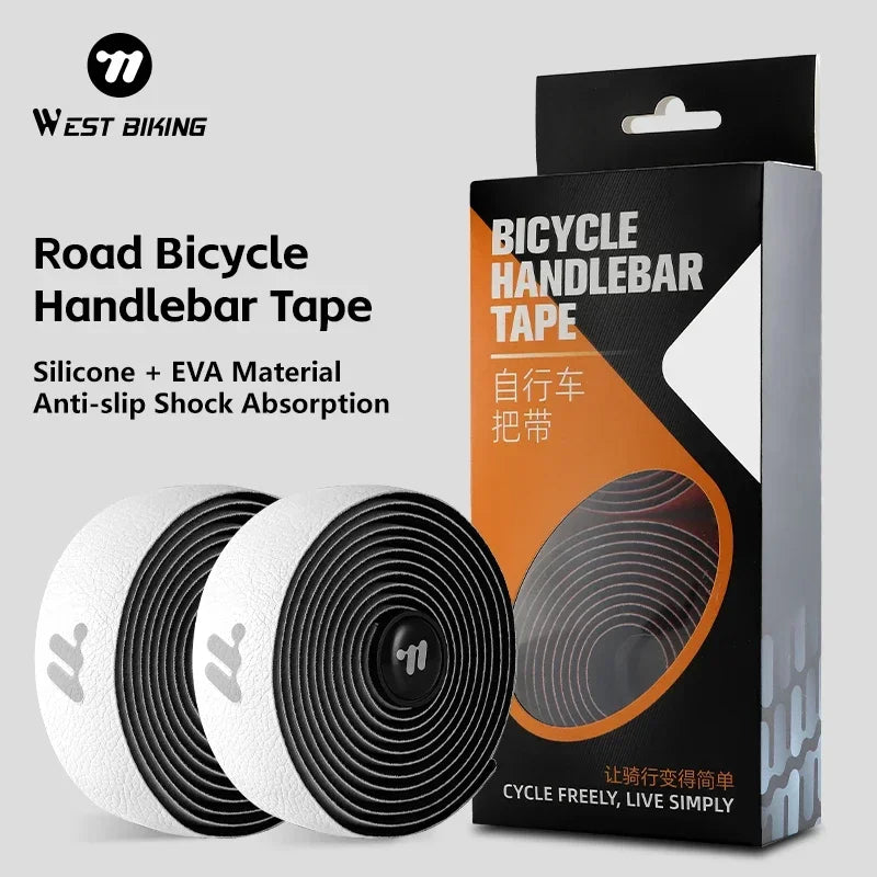 WEST BIKING Non-Slip Bicycle Handlebar Tape – Shock Absorbing Silicone Gel Strap for MTB & Road Bikes