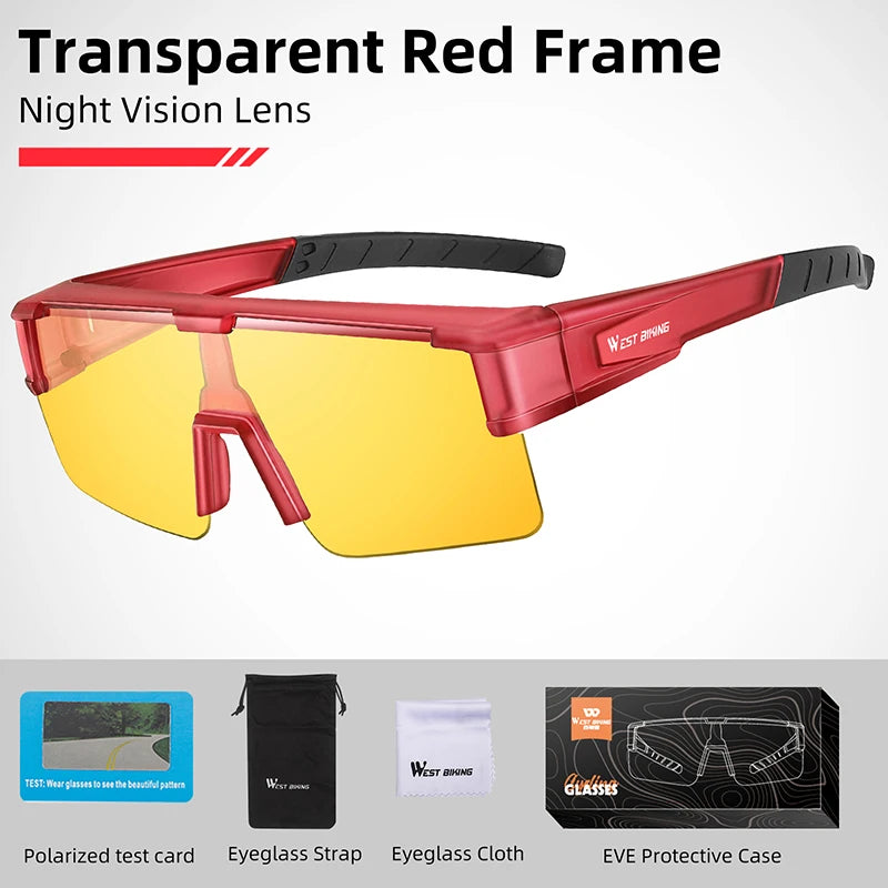 WEST BIKING Photochromic Cycling Glasses – UV400 Protection, Polarized Sport Sunglasses for MTB & Road Cycling