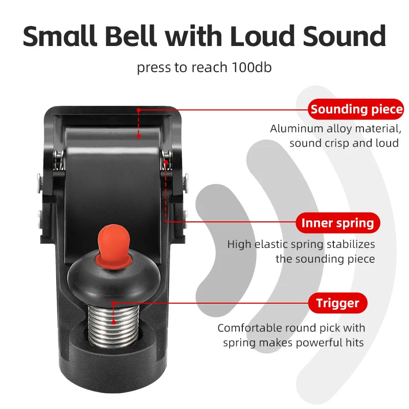 ROCKBROS C-Shaped Concealed Bicycle Bell Loud Compact Stainless Steel Handlebar Horn 100dB