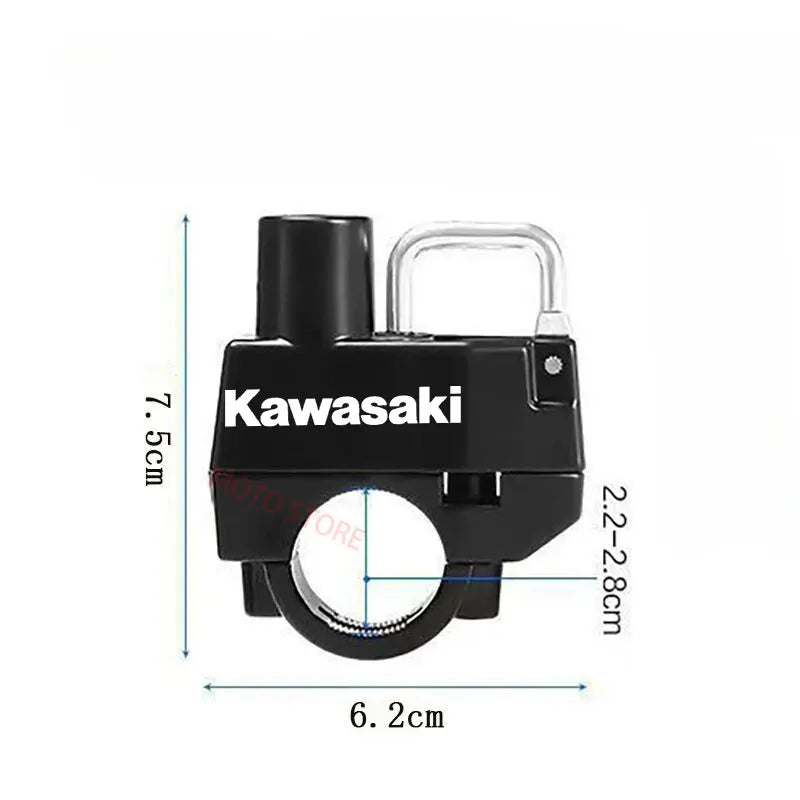 Kawasaki Universal Motorcycle Helmet Lock – Anti-Theft, Handlebar Mount & Heavy-Duty Aluminum Alloy Security