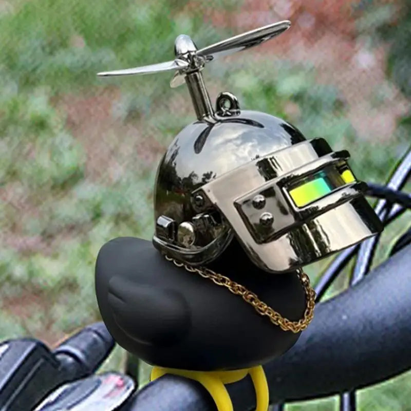 Motorcycle Handlebar Duck – Cute Yellow Duck Squeeze Horn with Propeller for Bikes & Dashboards