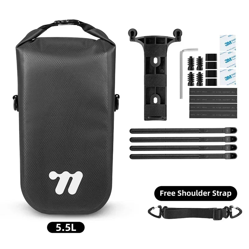 WEST BIKING 5.5L Waterproof Front Fork Bag – Portable Bicycle Storage for Road & MTB Bikes