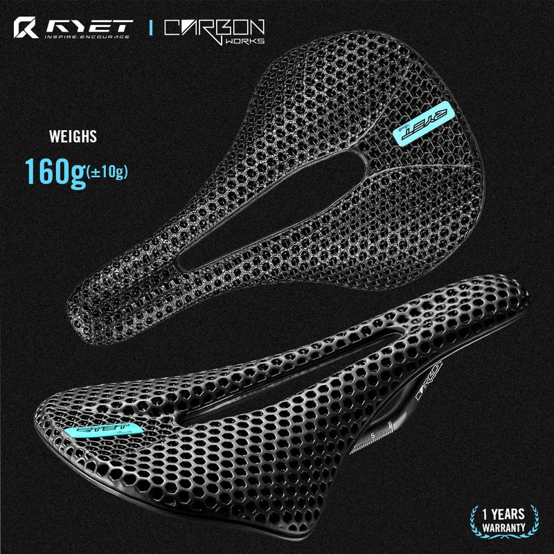 RYET X6P 3D Printed Carbon Bike Saddle – Ultra-Light Road & MTB Racing Seat