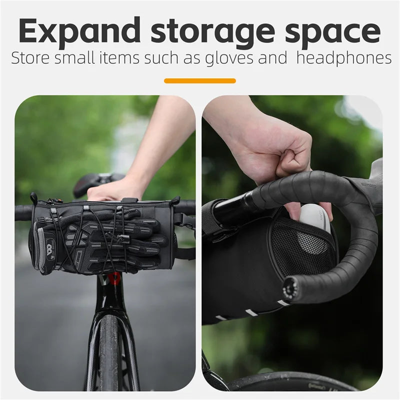 WEST BIKING 2L Multifunctional Handlebar Bag – Waterproof, Reflective & Portable Storage for Road & MTB Cycling