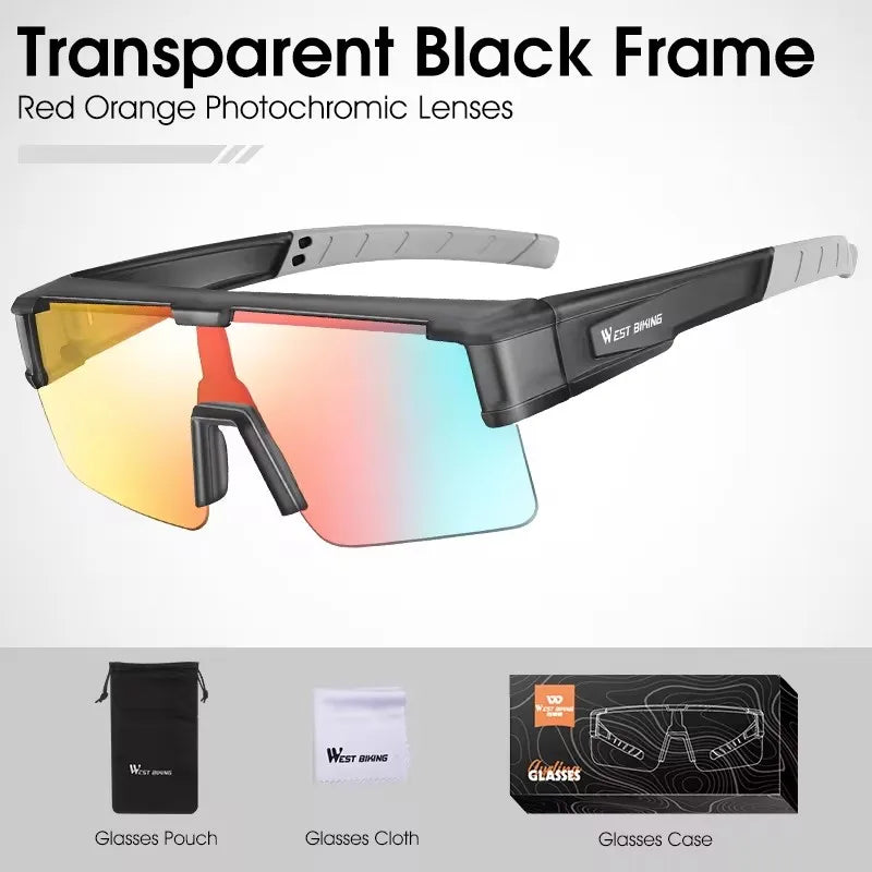 WEST BIKING Large-Frame Cycling Sunglasses – Photochromic, Polarized & Lightweight for Outdoor Sports