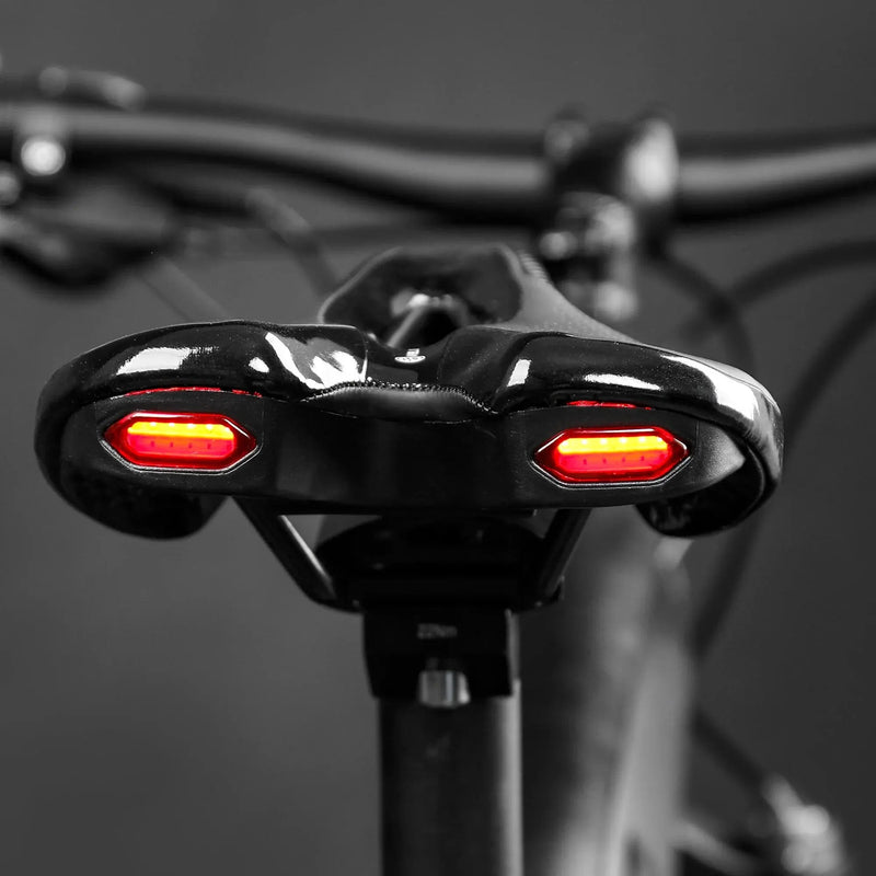 CYCLAMI Road & MTB Bike Saddle – Breathable, Soft Cushion with USB-Charging Warning Taillight