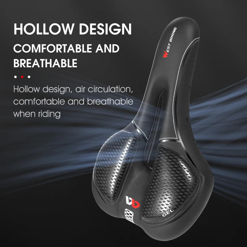 WEST BIKING Gel Silicone Bicycle Saddle – Comfortable, Shock-Absorbing Seat for MTB & Road Bikes