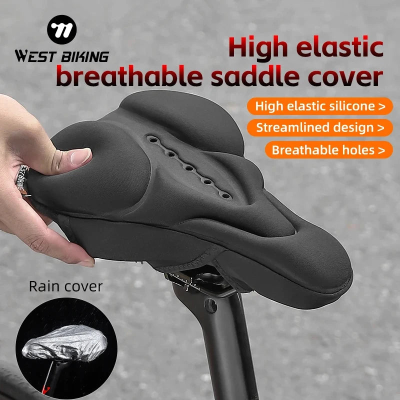 WEST BIKING Breathable Shock-Absorbing Bicycle Saddle Cover – Soft, High-Elastic & Waterproof