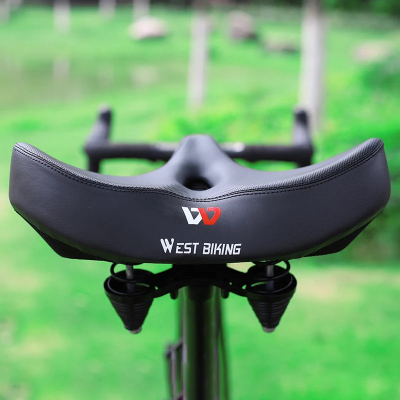 WEST BIKING Extra Wide MTB Bicycle Saddle – Shock-Absorbing, Comfortable & Breathable for Long Rides