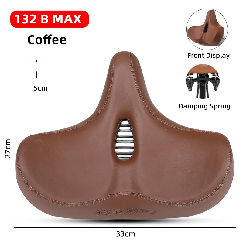 WEST BIKING Extra Wide MTB Bicycle Saddle – Shock-Absorbing, Comfortable & Breathable for Long Rides