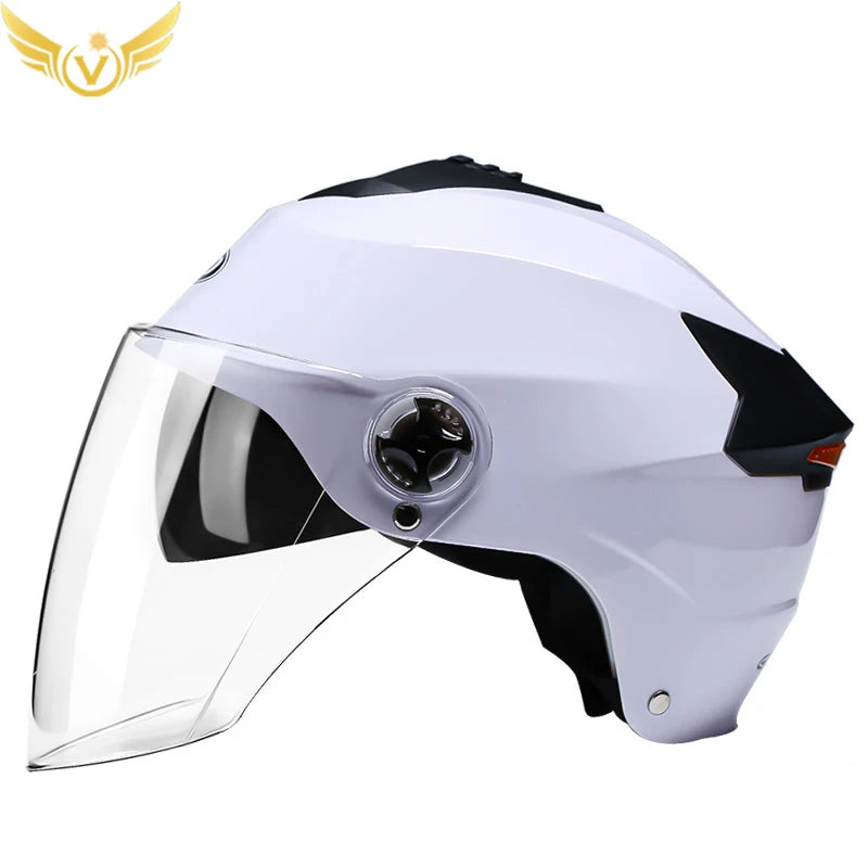 Rechargeable LED Motorcycle & Scooter Helmet – Double Visor, Adjustable Fit & Impact-Resistant for Safe Riding