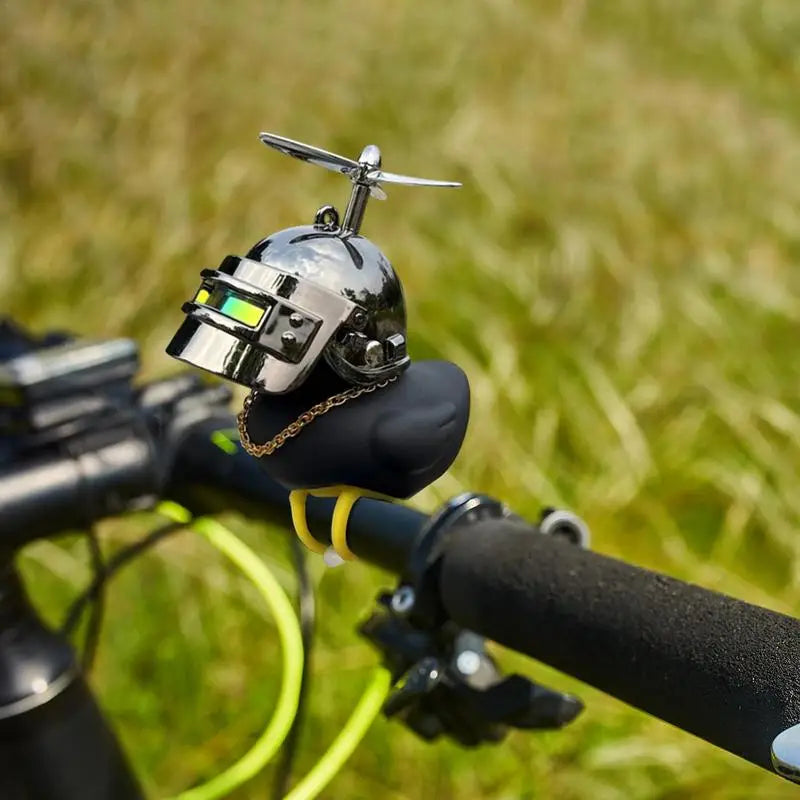 Motorcycle Handlebar Duck – Cute Yellow Duck Squeeze Horn with Propeller for Bikes & Dashboards