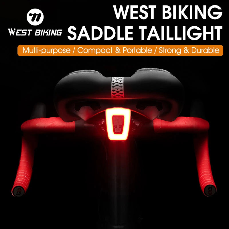 WEST BIKING USB Rechargeable Saddle Taillight – 9 Light Modes for Enhanced Night Cycling Safety