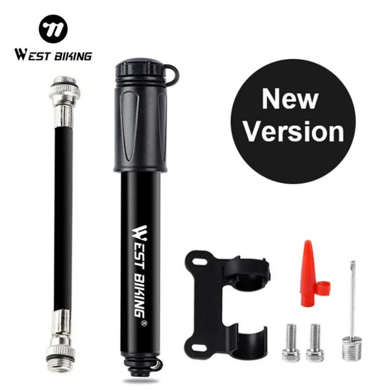 WEST BIKING High-Pressure Mini Bike Pump – Aluminum Alloy, Schrader & Presta Valve Compatible