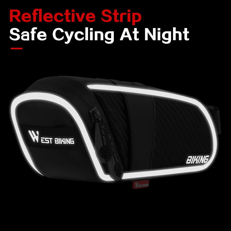 WEST BIKING Rainproof Reflective Bicycle Saddle Bag – Rear Tool Pouch for MTB & Road Cycling