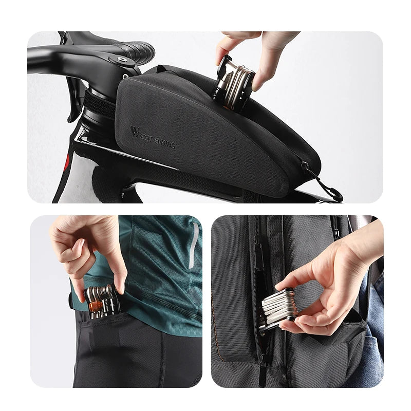WEST BIKING 11-in-1 Multifunctional Bike Repair Tool – Compact Folding Wrench & Screwdriver Set