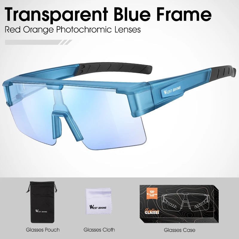 WEST BIKING Photochromic Cycling Glasses – UV400 Protection, Polarized Sport Sunglasses for MTB & Road Cycling