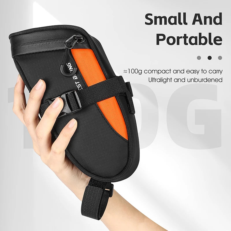 WEST BIKING Portable Bike Tail Bag – 1.2L Ultralight Waterproof Saddle Bag with Reflective Safety Design